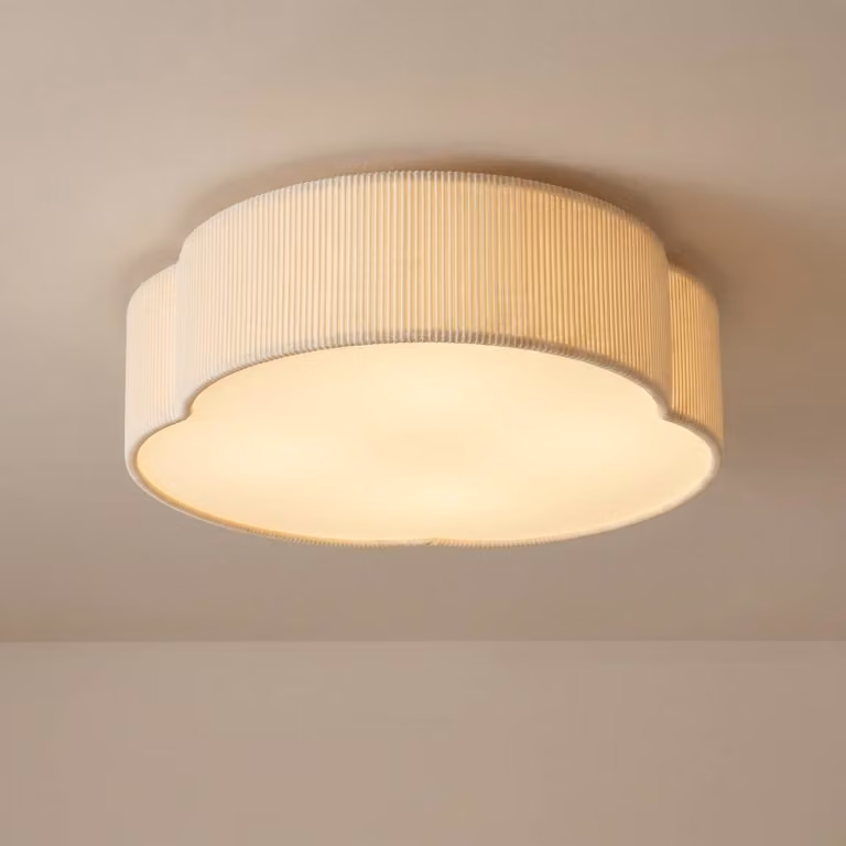Plafoniera soffitto Winona Lindby, dimmerabile, Crema / Ambra, Soggiorno / Sala da pranzo, Tessuto / Stoffa / Seta, Plafoniera