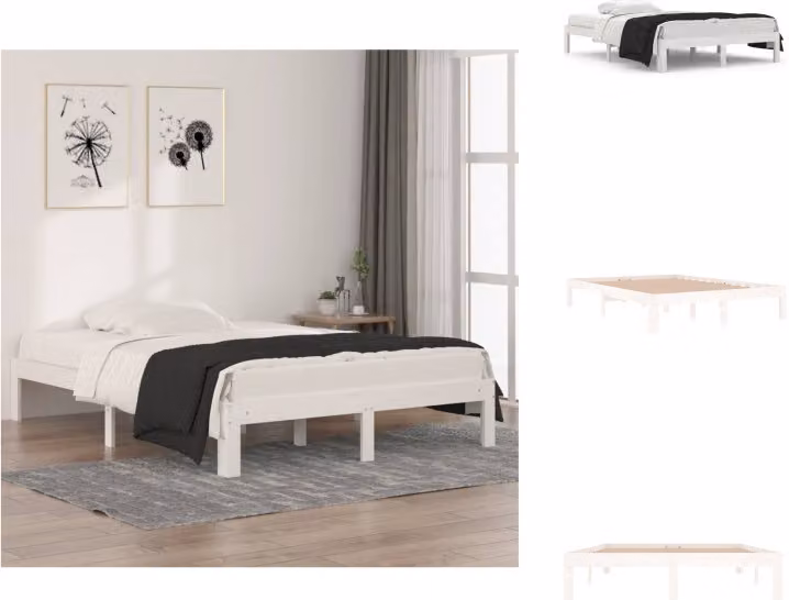 vidaXL Letto in legno massiccio bianco 135x190 cm - Letti e reti