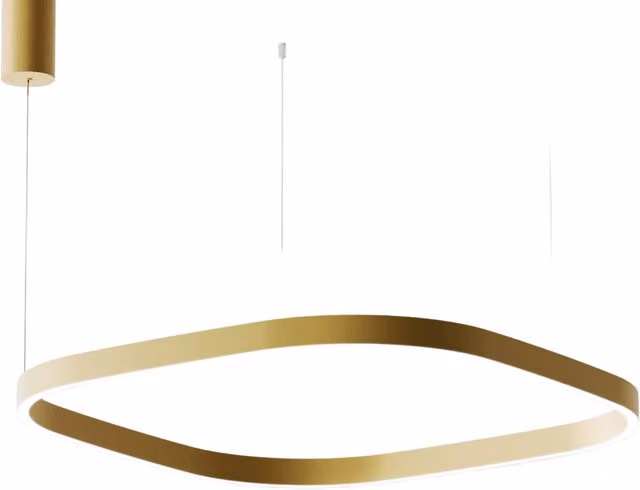 Lampada a Sospensione CRISEIDE S/1G Q Quadrata LED 80W 4200lm 3000K dimmerabile alluminio Oro spazzolato - Gealuce
