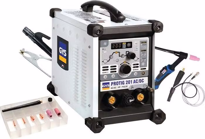 Sistema di saldatura TIG PROTIG 201 AC/DC HF FV con accessorio 10 -200 A gasg.GYS