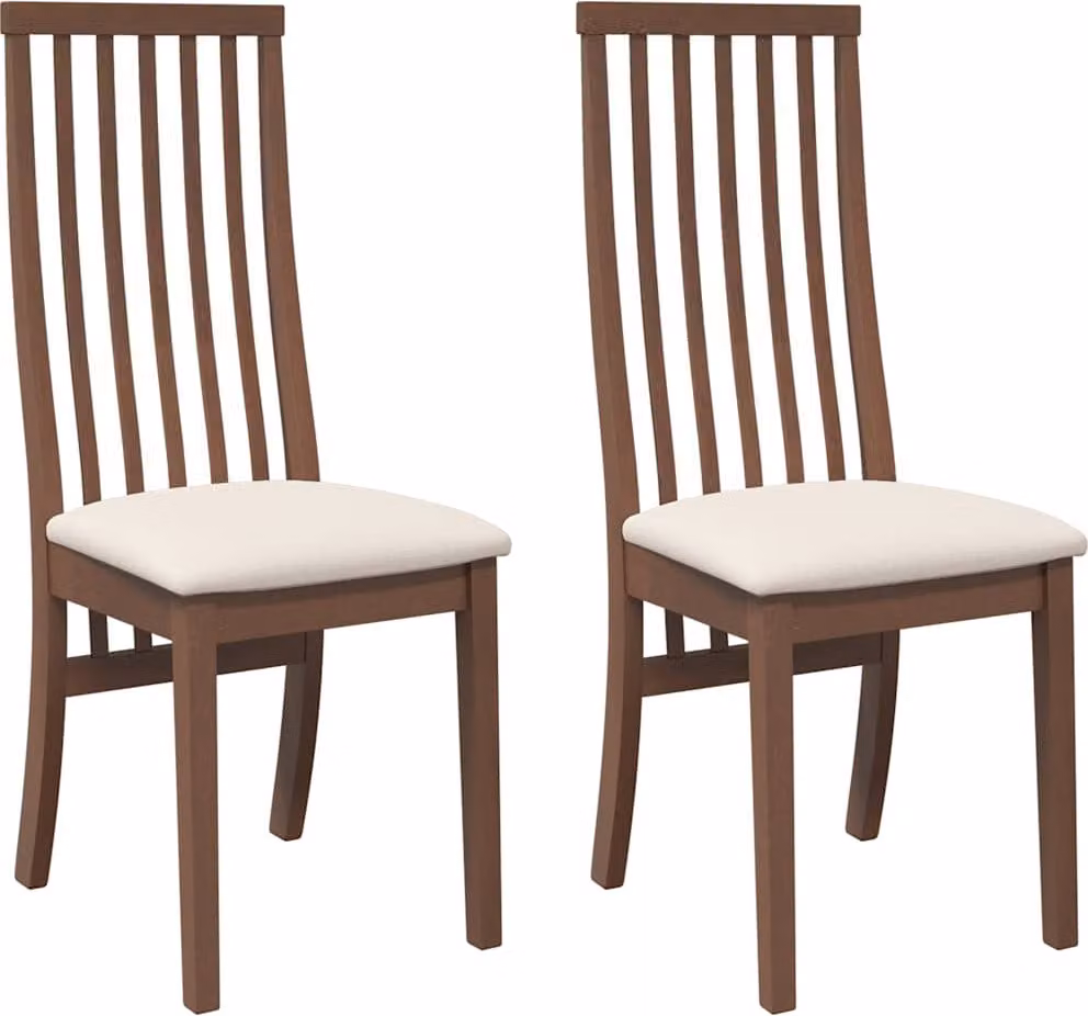 Sedie da Pranzo con Cuscini 2pz Marrone Legno Massello di Hevea