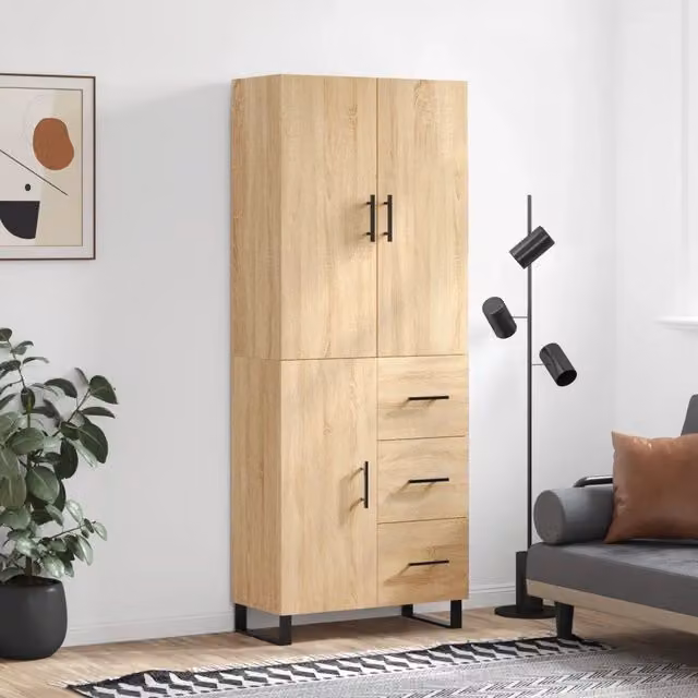 Credenza-Buffet-Armadio da cucina Rovere Sonoma 69,5x34x180 cm in Legno Multistrato 660678