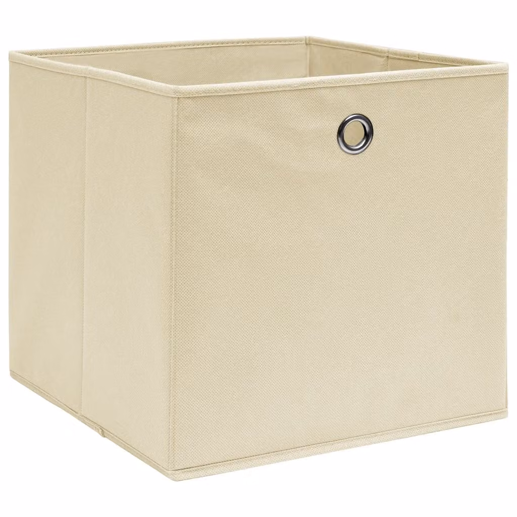 vidaXL Scatole portaoggetti 10 pz. Tessuto crema 32x32x32 cm