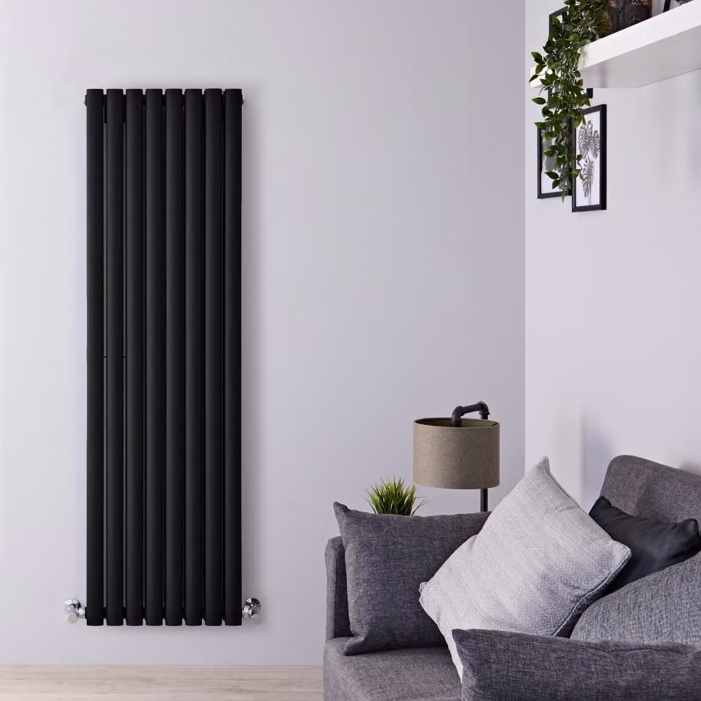 Radiatore Termosifone Revive in Acciaio Nero Opaco L: 160 cm, H: 47,2 cm