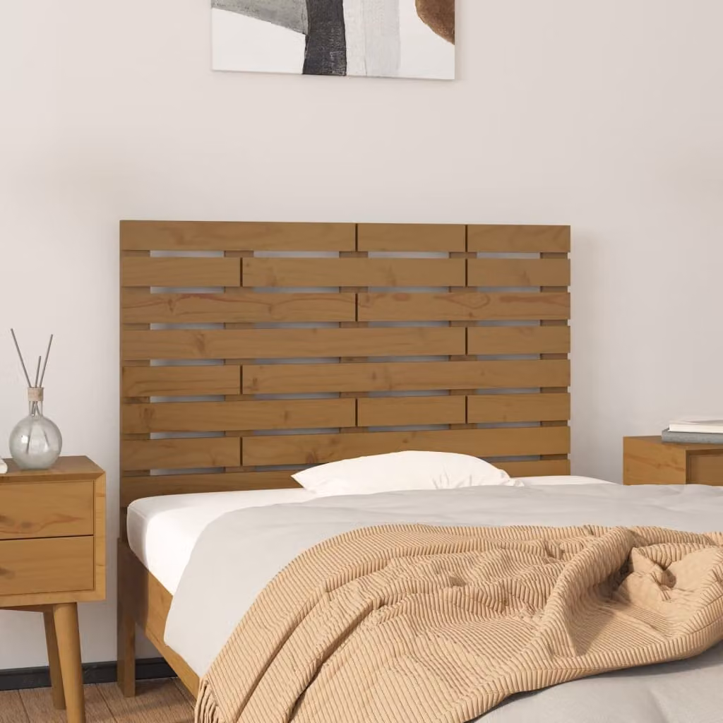 Testiera da parete vidaXL in legno massello di pino, colore marrone, L 96 cm x P 3 cm x H 63 cm