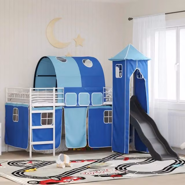 Letto a castello per bambini Bianco e Blu 100 x 200 cm Metallo 42020904