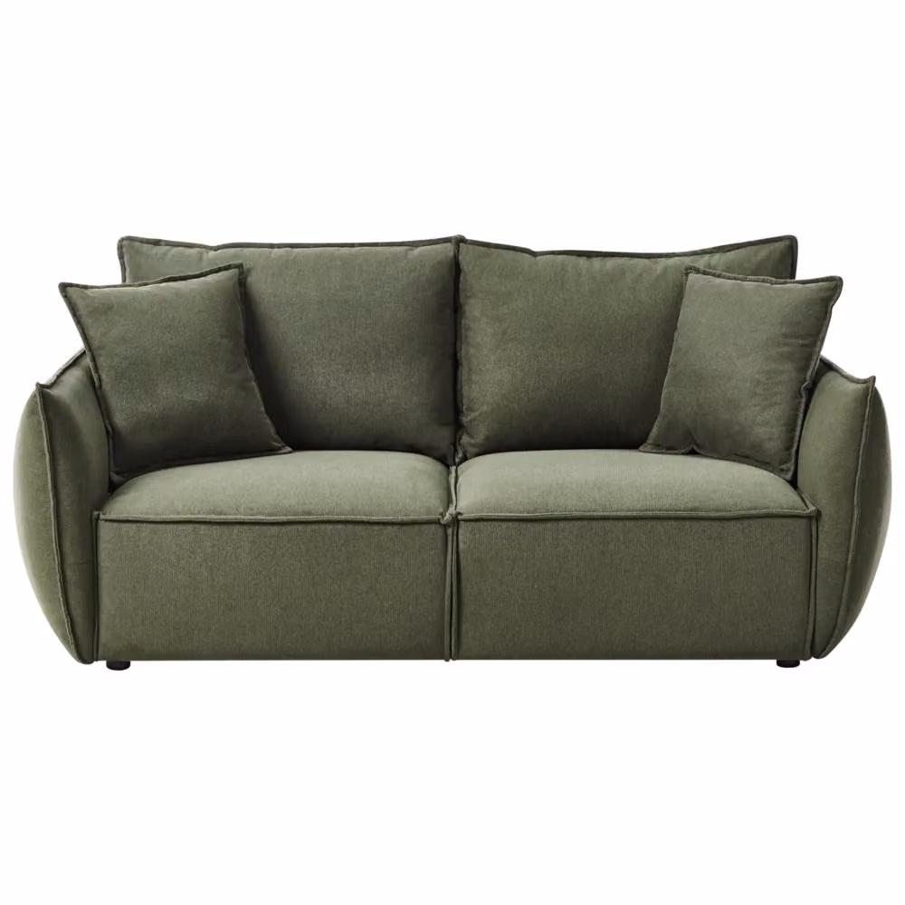 Set da salotto moderno Beliani IT in tessuto verde composto da divano a 3 posti e poltrona con struttura in legno massiccio e cuscini inclusi – 2