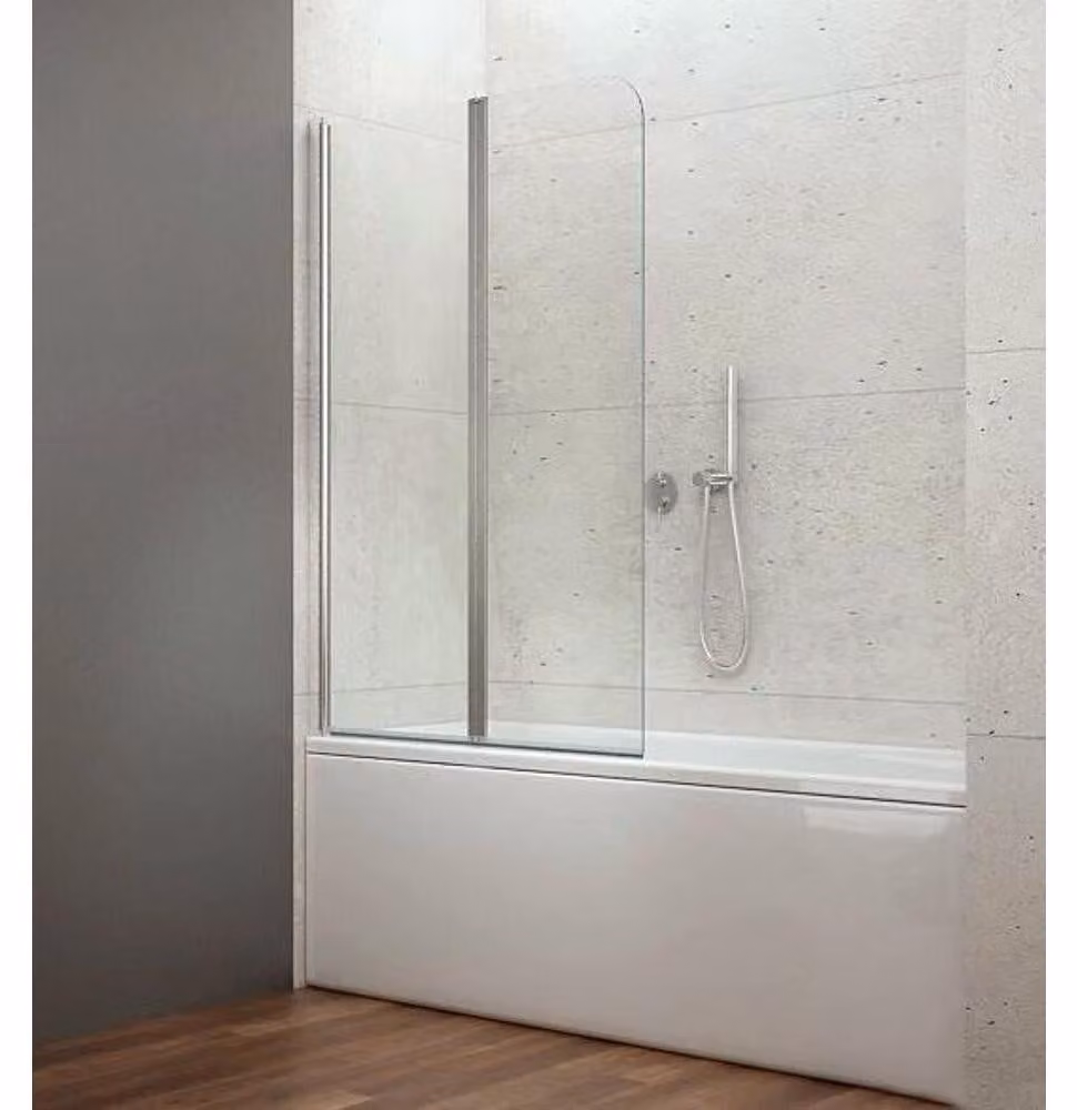 Aqualine Wila - Schermo da bagno pieghevole 900x1400 mm, alluminio lucido/vetro chiaro AQ5742