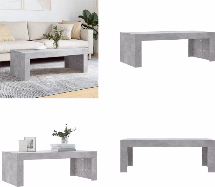 vidaXL Tavolino grigio cemento 102x50x36 cm Materiale a base di legno - Tavolino - Tavoli da caffè - Tavolino - Tavolino da divano