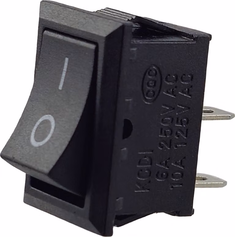 Interruttore a bilanciere, interruttore a levetta, interruttore per apparecchi, mini interruttore a bilanciere 250 V 6 A 125 V 10 A CA, KCD1 nero rettangolare 19 x 13 mm, 2 poli ON/OFF