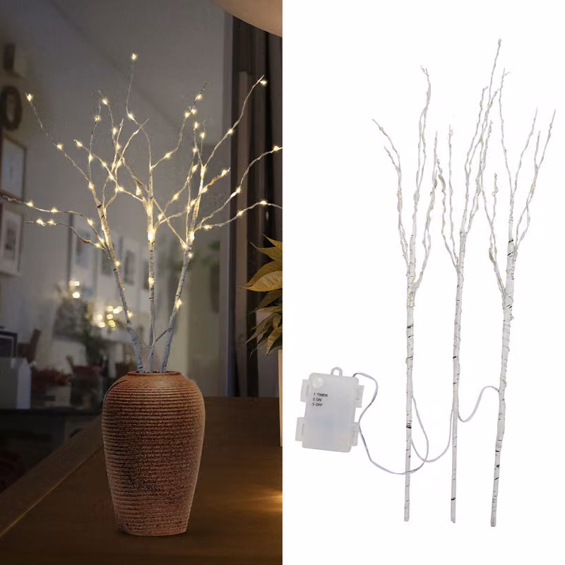 Clanmacy ramoscello luci set di 3 luci LED bianco caldo batteria decorazione Natale