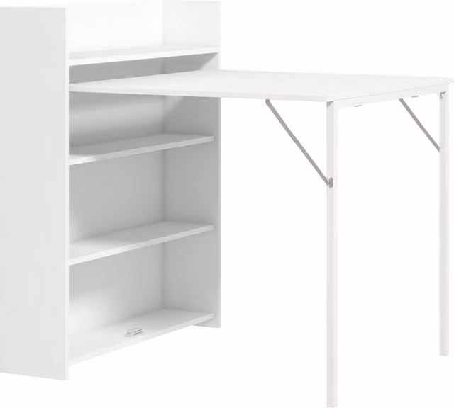 Tavolo da pranzo pieghevole HOMCOM con 4 ripiani e piano a ribalta, ideale per 3 persone, colore bianco, L 78.5 cm x P 91 cm