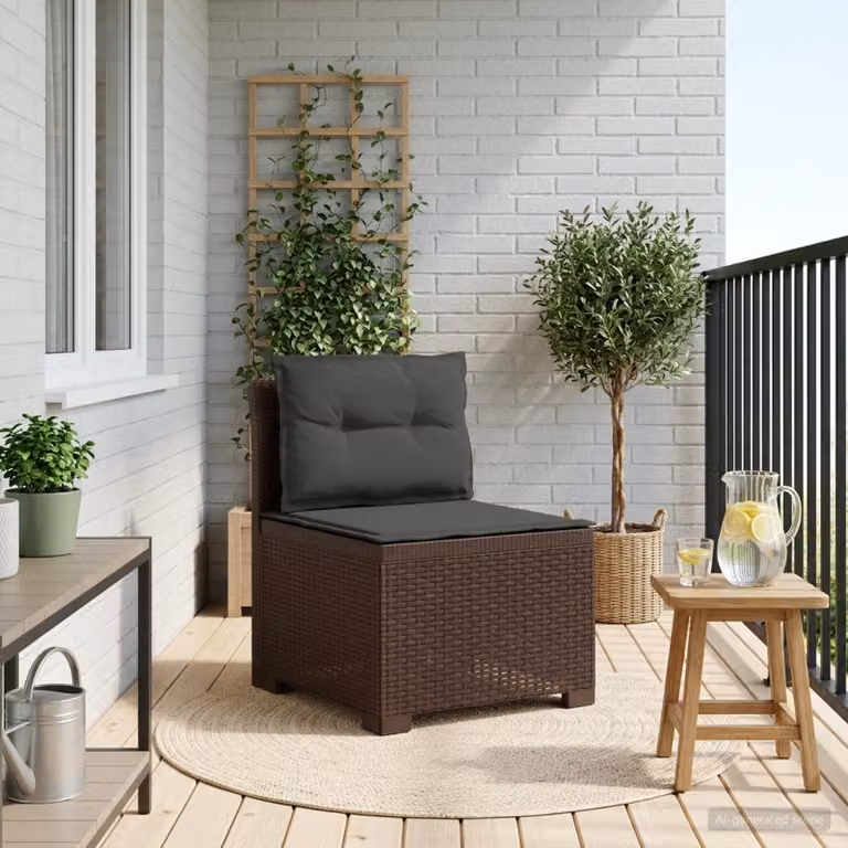 vidaXL Divano da Giardino a 1 Posto con Cuscini in Effetto Rattan Moderno