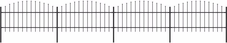 Recinzione da Giardino con Punta a Lancia in Acciaio 714,5x125 cm Nero