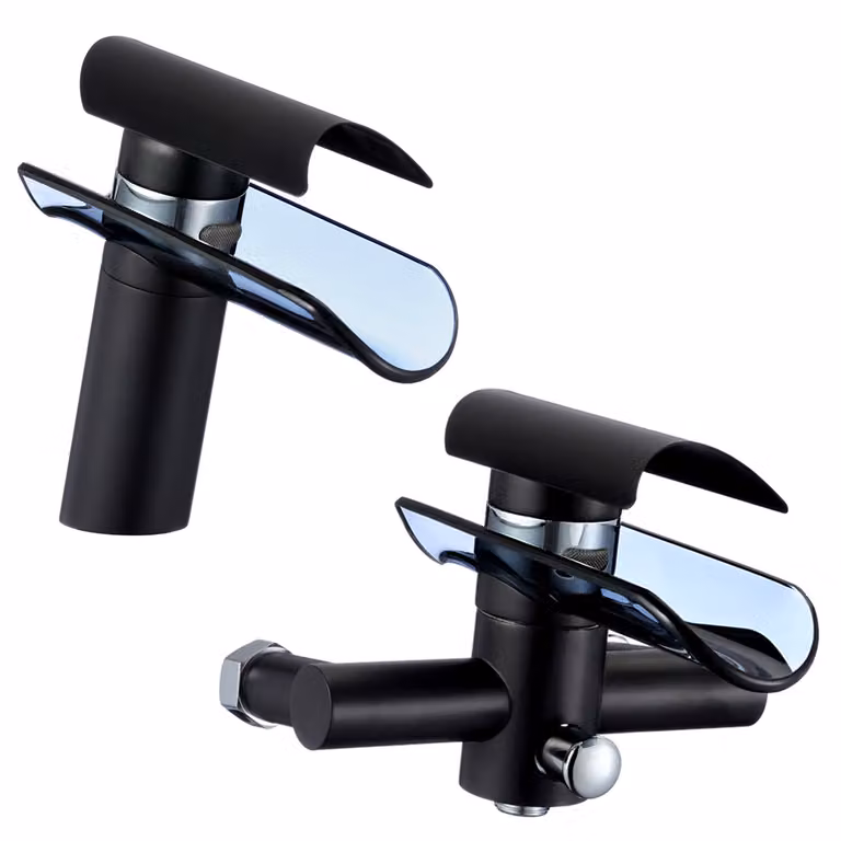 Set di rubinetti per vasca e lavabo, colore nero | Rubinetteria per bagno | Rubinetto per vasca da bagno