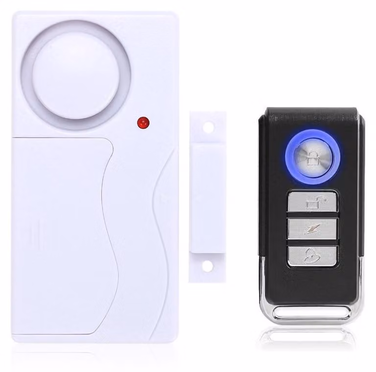Allarme wireless per porte e finestre, colore bianco - 105 decibel - alimentazione a batteria da 12 volt