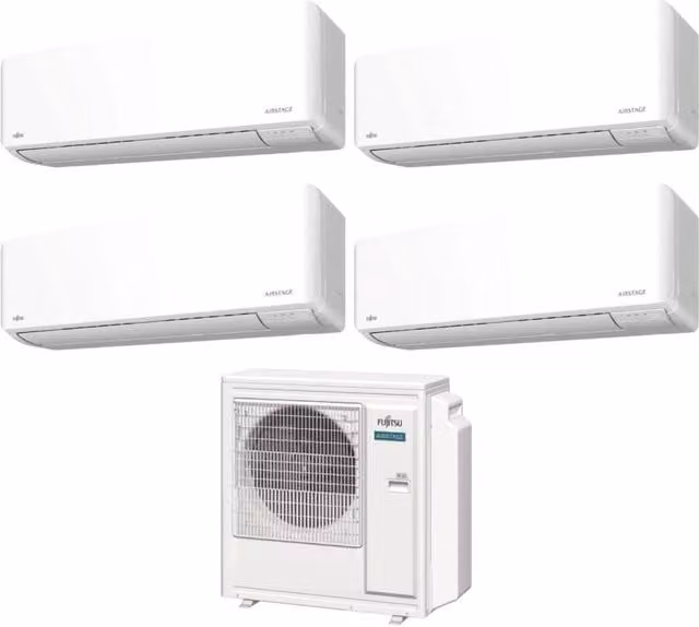 Climatizzatore Condizionatore Fujitsu Quadri Split Inverter Serie KM AIRSTAGE 9+9+12+14 con Wi-Fi Integrato Bianco