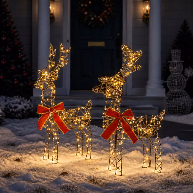 vidaXL Renna di Natale 3D LOVIISA 2 pz 180 LED Bianco caldo