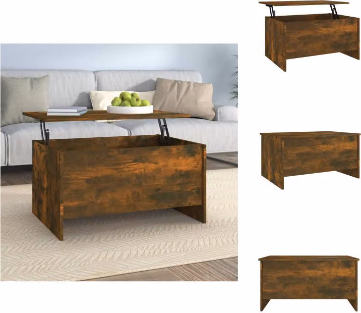 vidaXL Tavolino in rovere affumicato 80x55,5x41,5 cm materiale a base di legno - Tavolini da caffè