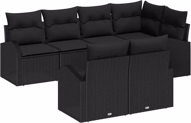 Set Divano da Giardino 7 pz Nero polyrattan 3354752