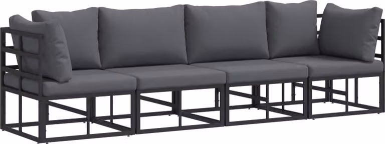 Set Divano da Giardino 4 pcs Nero Metallo