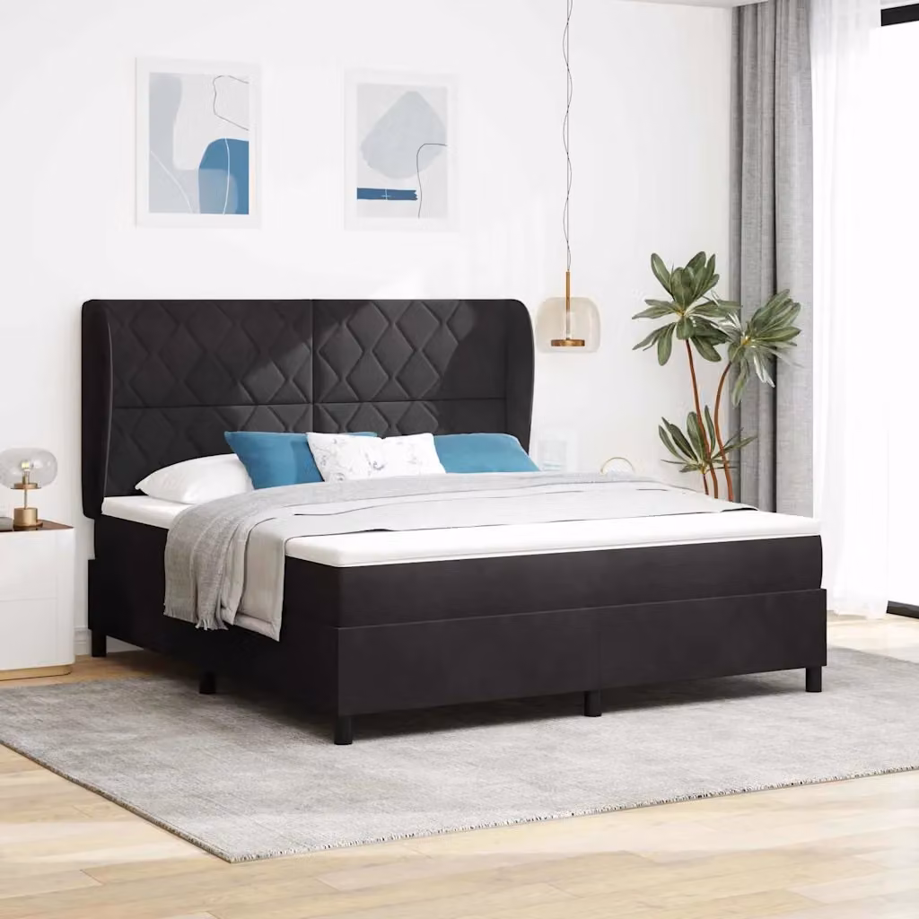 Letto ibrido con testiera in velluto nero vidaXL L/P: 180 x 200 cm