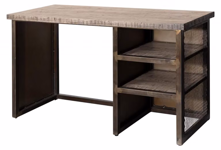 MASSIVMOEBEL24 | scrivania in legno di Mango 122x52x76 marrone laccato HEAVY INDUSTRY #257