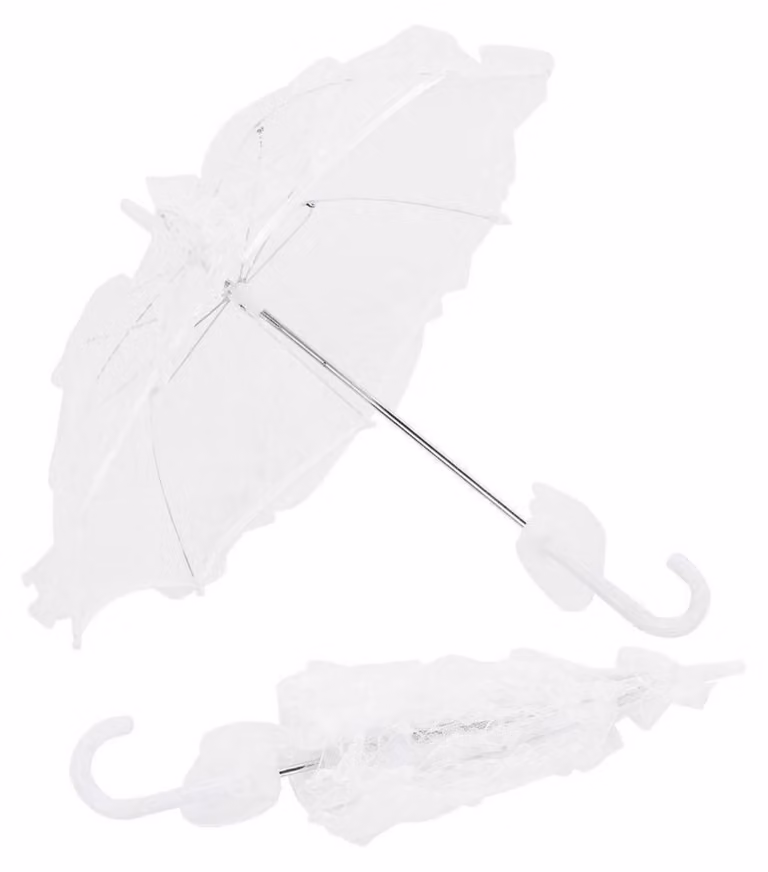 Ombrello elegante bianco, stile vintage, ideale per decorazioni di matrimonio e come accessorio fotografico