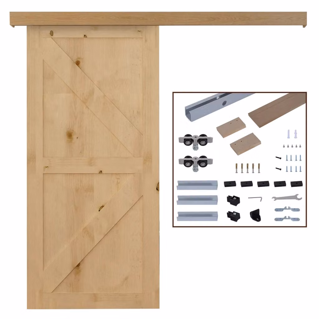 Kit Porte Scorrevoli Zephmum in Legno e Alluminio Colore Quercia L: 205 cm, H: 7 cm, P: 3 cm – 2