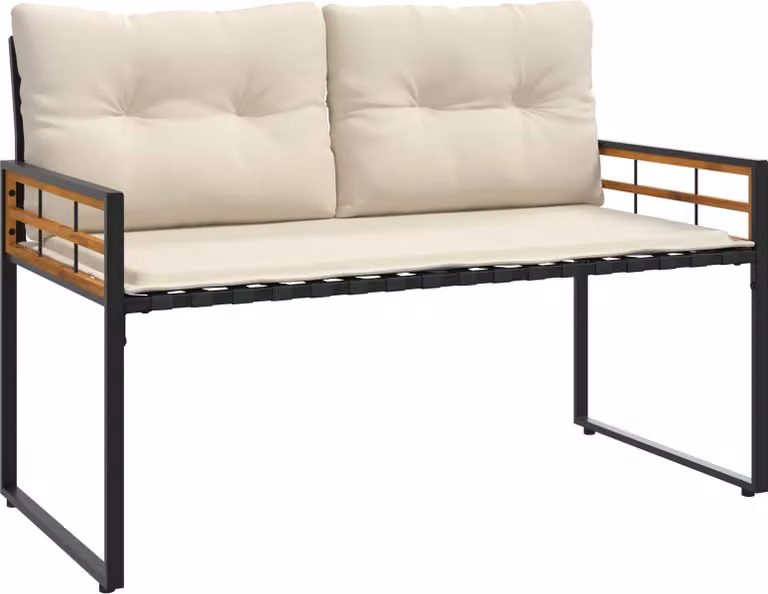 Panchetta in Legno a Strati con cuscino Crema 114 x 55 x 77 cm