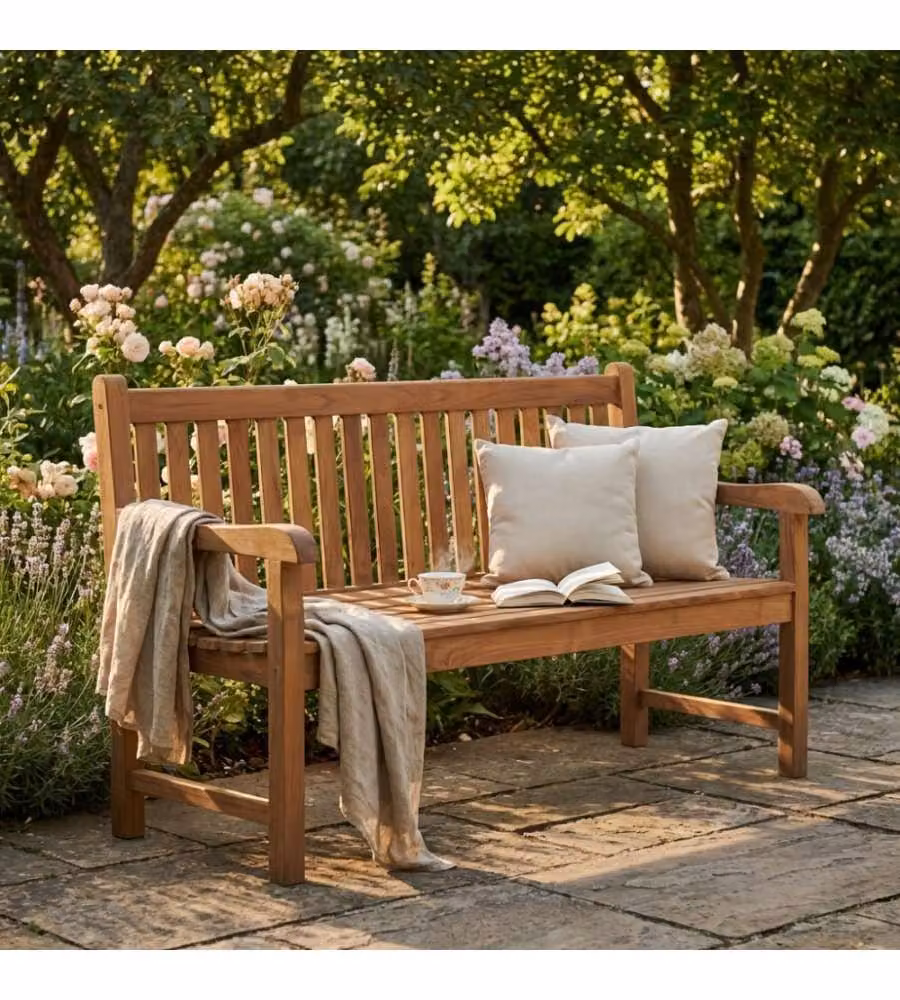 Cosma Panca da Giardino Lidia 150 in Legno Teak Colore Marrone 150x65x90