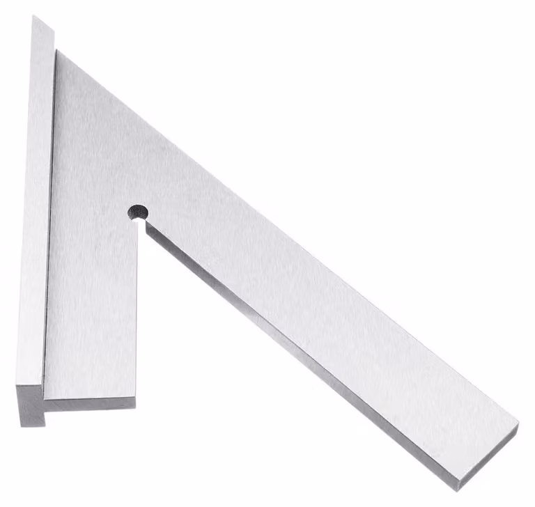 Squadra per tagli obliqui in acciaio inossidabile - Squadra combinata a 45° - Base larga - Riga angolare - Strumento di misurazione per lavori in legno - 150x100 mm