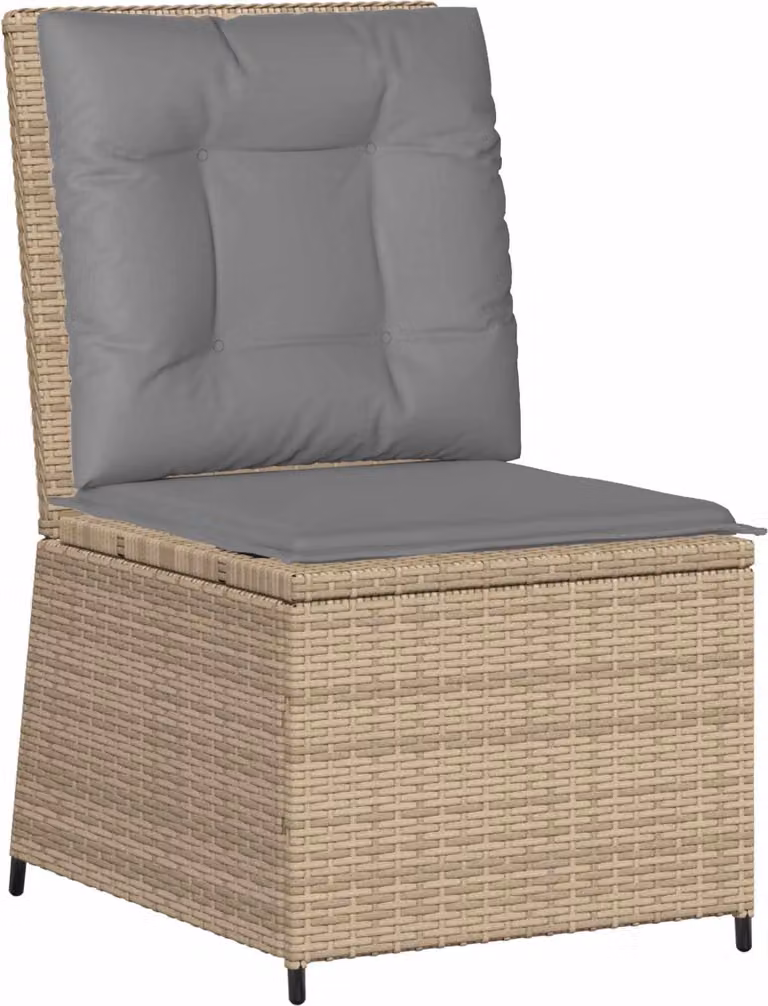 Divano da giardino con cuscino Beige e grigio polyrattan