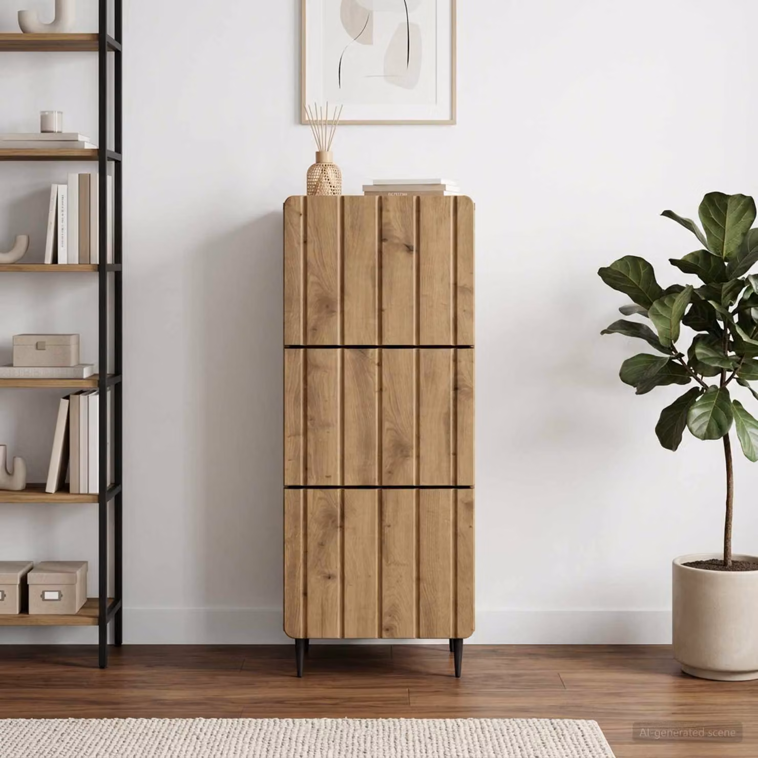 Carrello mobile con cassetti vidaXL in legno e metallo marrone L 33 cm, P 34,5 cm, H 92 cm