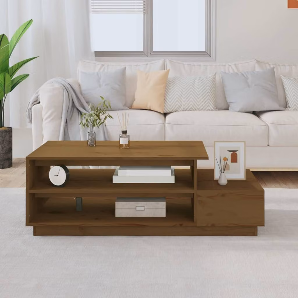 Maison Exclusive - Tavolino da salotto marrone miele 120x50x40,5 cm in legno massello di pino