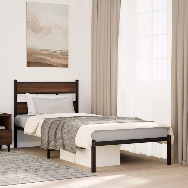 vidaXL Giroletto con Testiera in Rovere Marrone e Struttura in Metallo, L 80 cm x P 200 cm