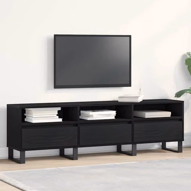 Mobile TV e Credenza Minimalista vidaXL in Legno Nero Opaco L: 150 cm, P: 30 cm, H: 44,5 cm