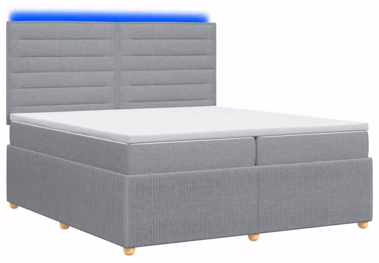 Letto boxspring LED con materasso Grigio chiaro 200 x 200 cm Tessuto