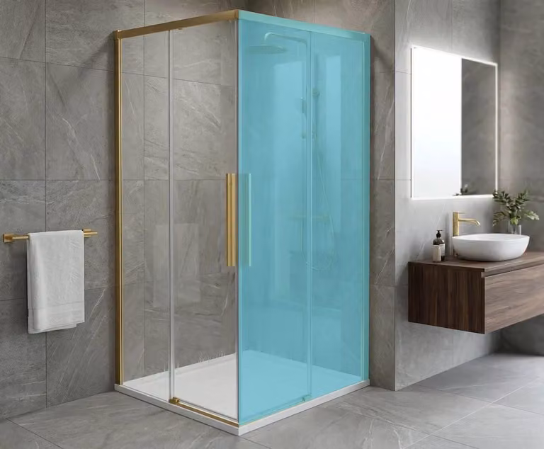 Porta doccia Gelco LUXOR GOLD MATT per ingresso angolare, 900mm, vetro trasparente - GU2190G