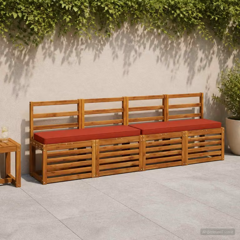 Set di 2 cuscini per panchina vidaXL VUGHT in poliestere rossi con rivestimento rimovibile e resistente ai raggi UV