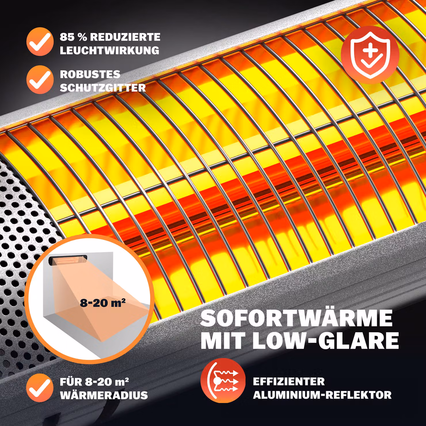 Stufa a infrarossi Monzana da 2000W in alluminio color argento – 3
