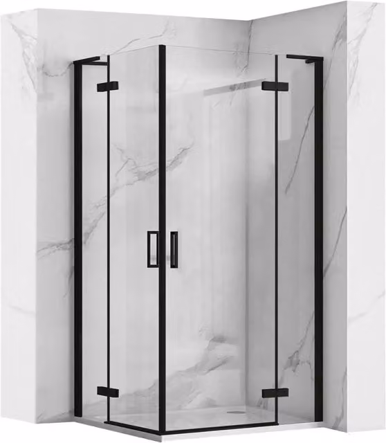 Cabina Doccia Angolare Rea Hugo Double Black con Trattamento Easy Clean L 90 cm x P 90 cm