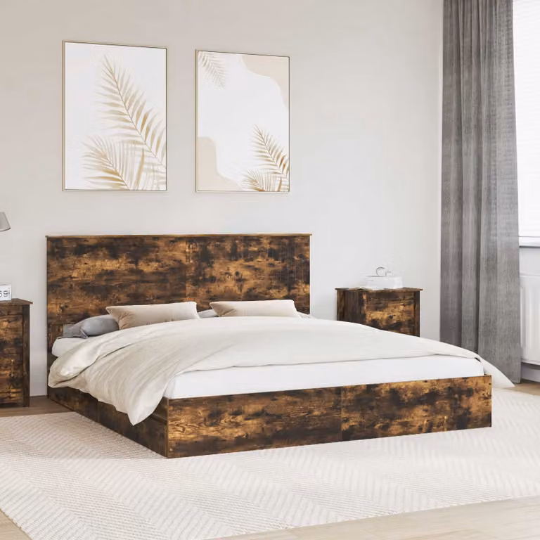 Letto con Contenitore vidaXL in Rovere Fumo, Design Moderno, L 180 x P 200 cm