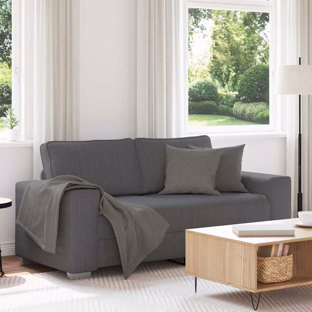 Divanetto moderno vidaXL in velluto a coste grigio L: 180 cm, P: 77 cm, H: 82 cm