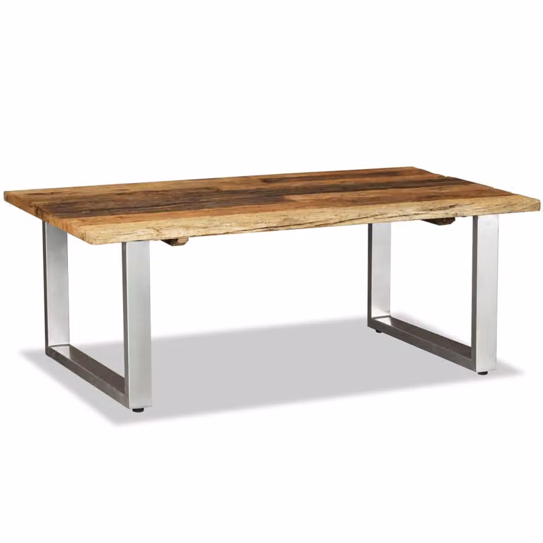 The Living Store Tavolino in legno massiccio riciclato 100x60x38 cm