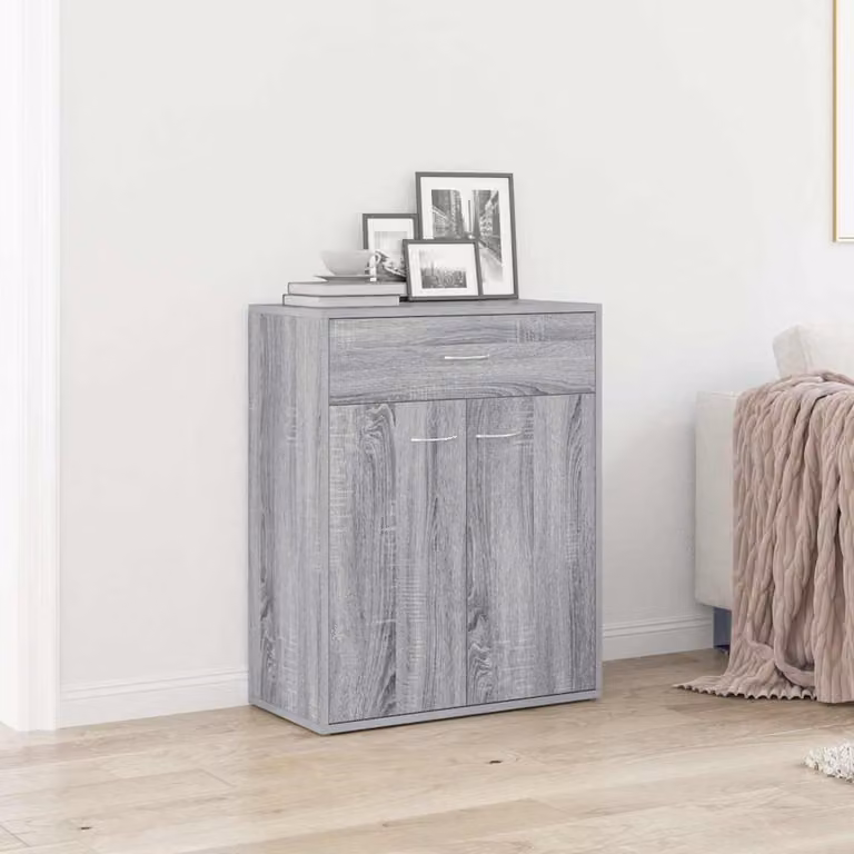 vidaXL Credenza Grigio Sonoma in Legno Multistrato e MDF, L 60 cm, P 30 cm, H 75 cm