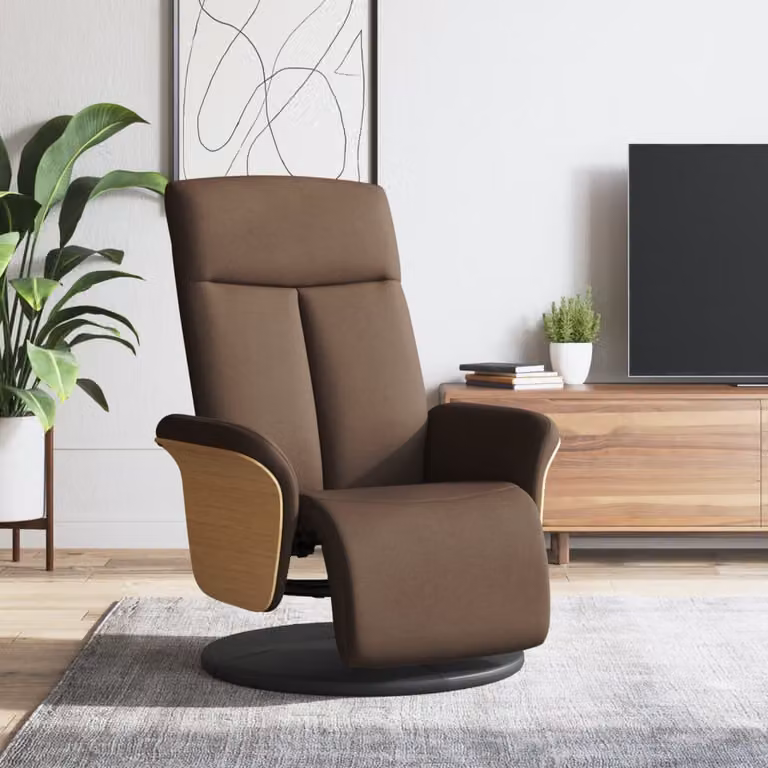 Maison Exclusive - Poltrona reclinabile con poggiapiedi, color marrone, rivestita in tessuto
