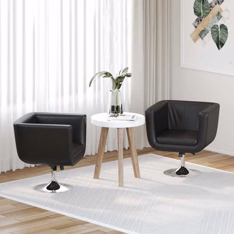 Set di 2 sedie da bar vidaXL in pelle artificiale nera, moderne e girevoli con altezza regolabile