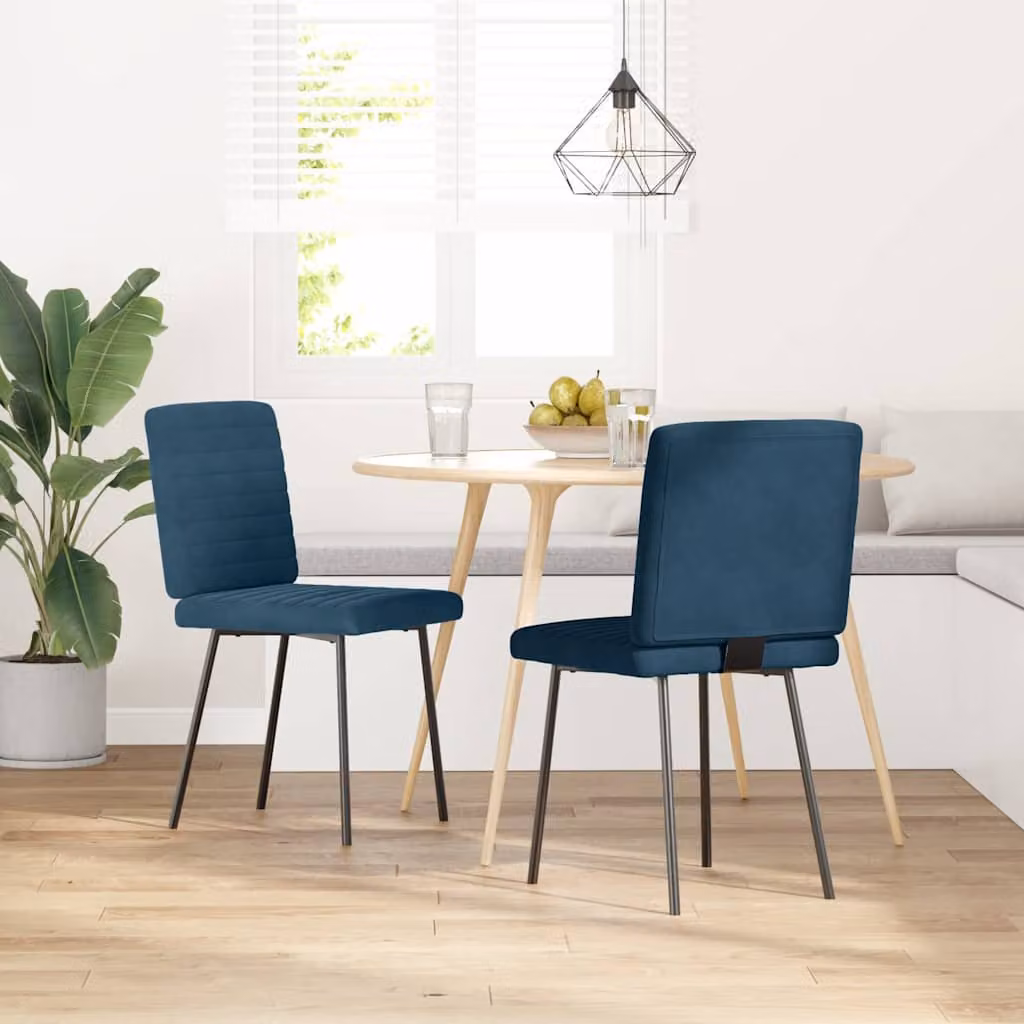 Set di 2 sedie da pranzo vidaXL in velluto blu con design moderno per soggiorno o cucina
