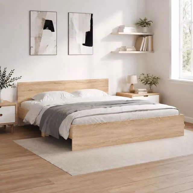 Bed Frame With Headboard Sonoma Oak 180x200 Cm